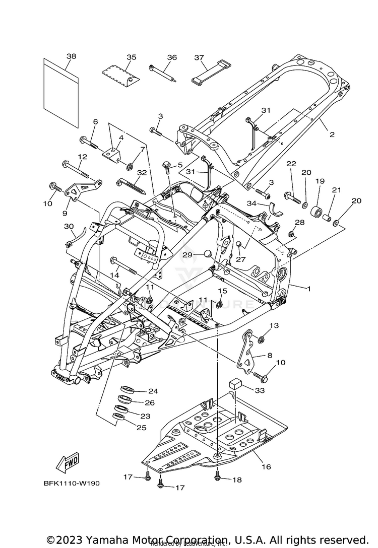 Frame RAPTOR 700R SE CAL - YFM70RCCRB - 2024 Schematic