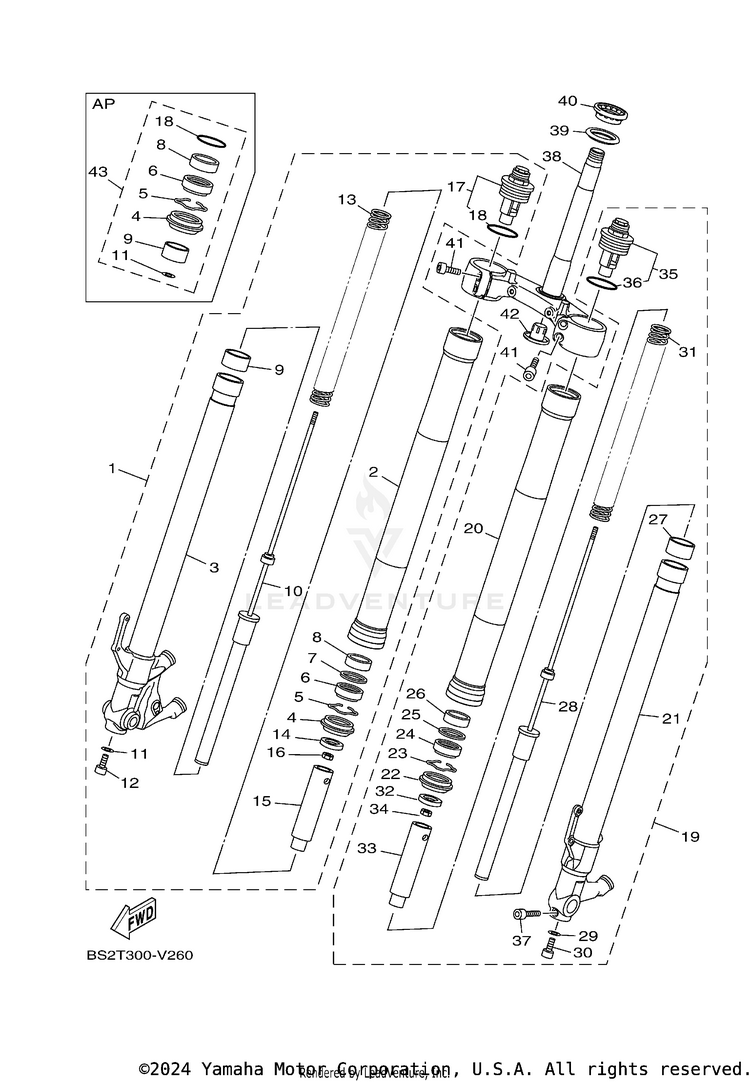 Front Fork MT09 CA - MT09LCB - 2020 Schematic
