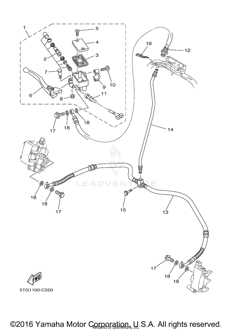 Front Master Cylinder YFZ450 - YFZ450S - 2004 Schematic