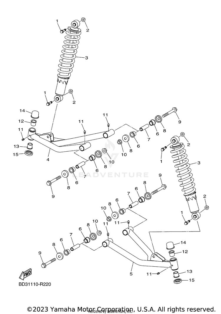 Front Suspension & Wheel RAPTOR 110 - YFM01RYXRG - 2024 Schematic