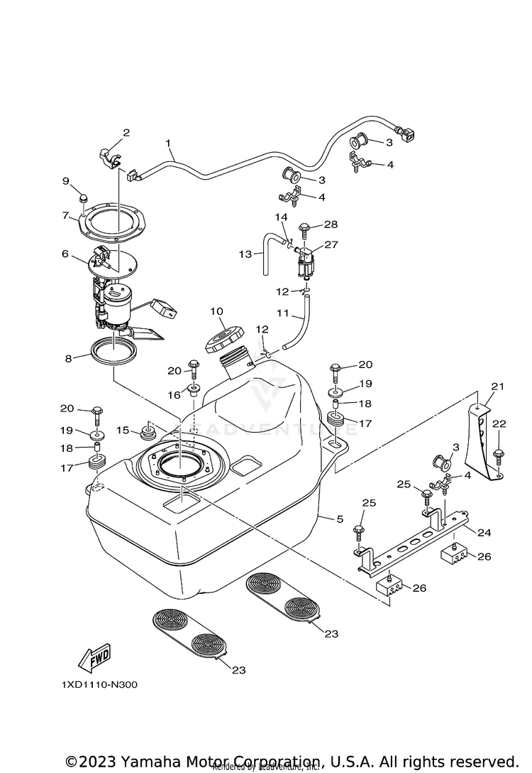 Fuel Tank VIKING EPS SE - YXM700PSFS - 2015 Schematic