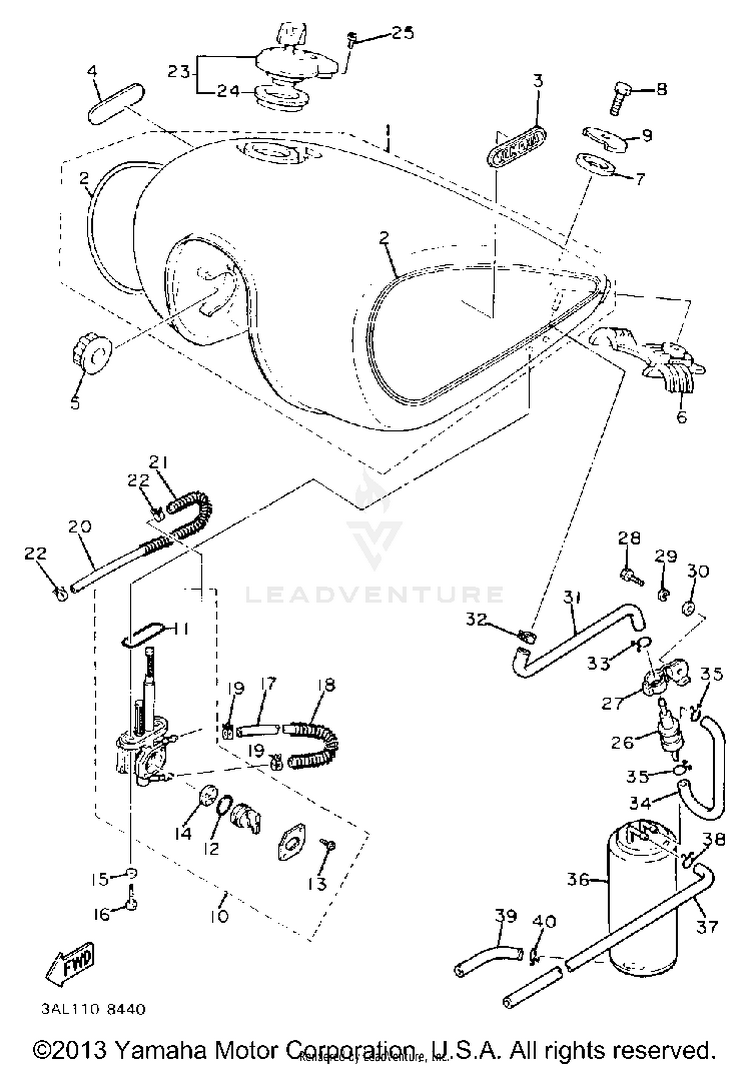Fuel Tank California Model Only Schematic