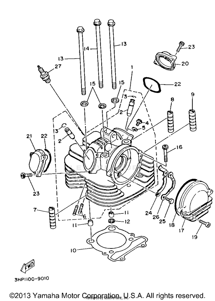 Cylinder Head BIG BEAR 4WD - YFM350FWB - 1991 Schematic