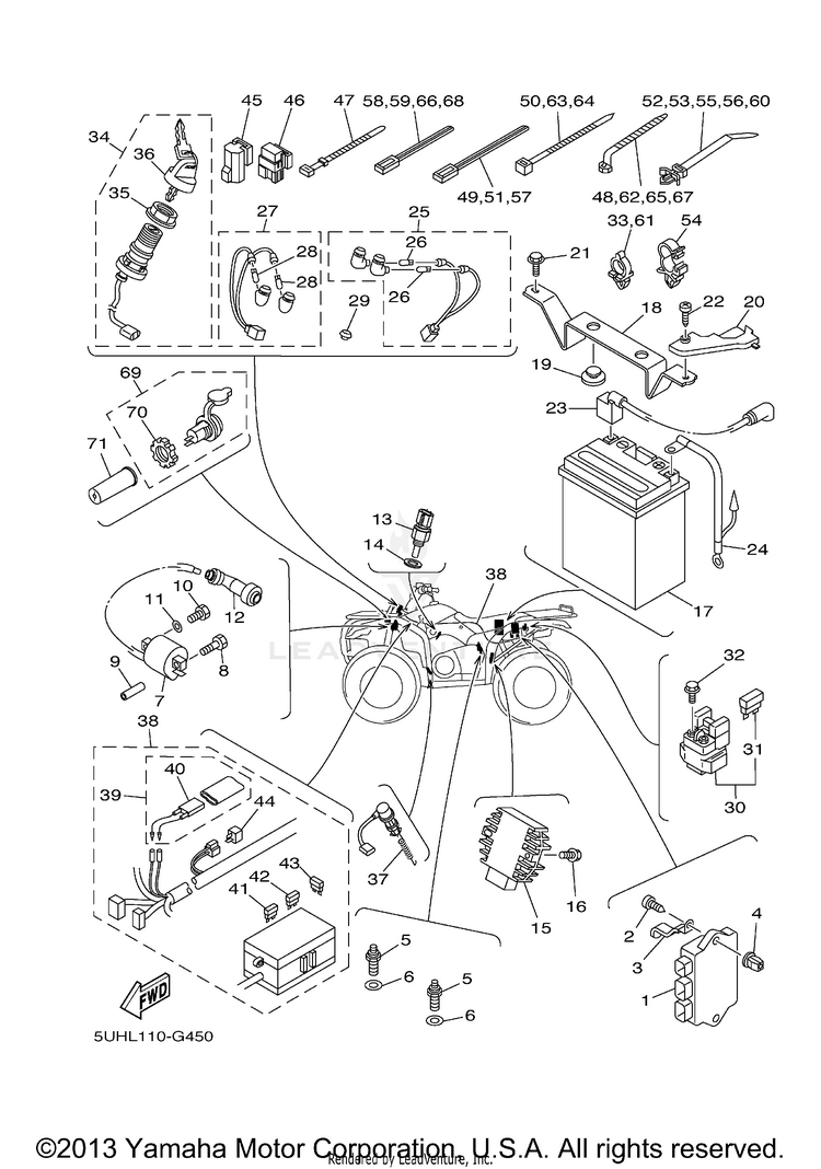 Electrical 1 GRIZZLY 350 4WD - YFM35FGZGR - 2010 Schematic