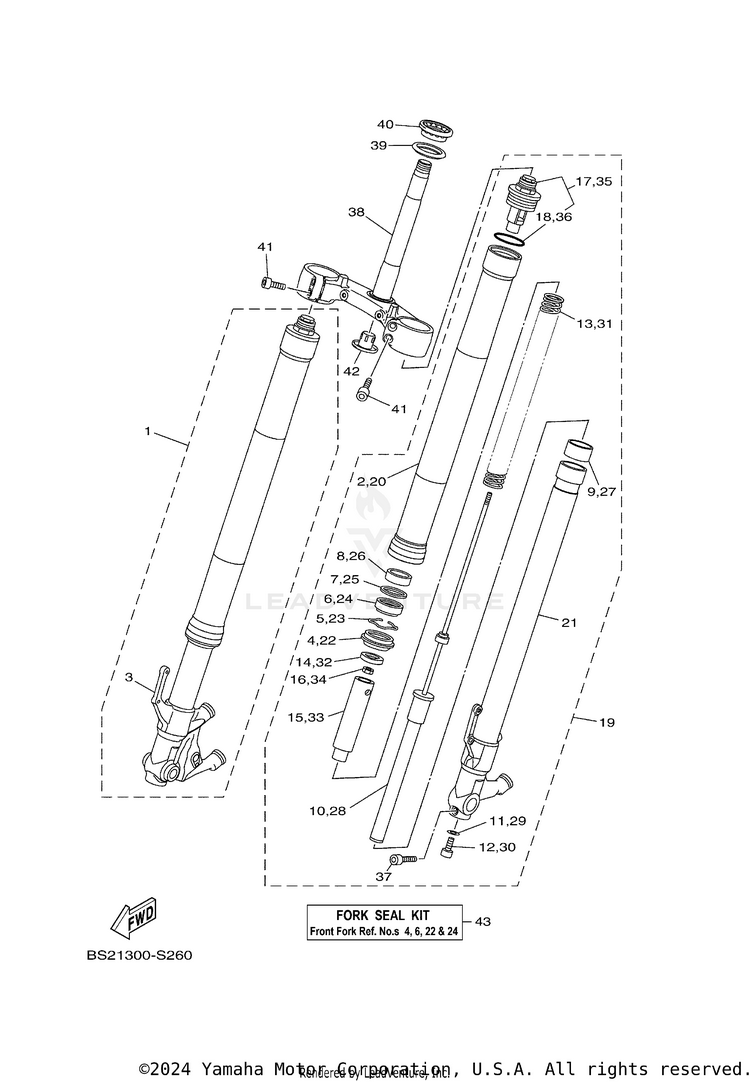 Front Fork MT09 CA - MT09JCB - 2018 Schematic