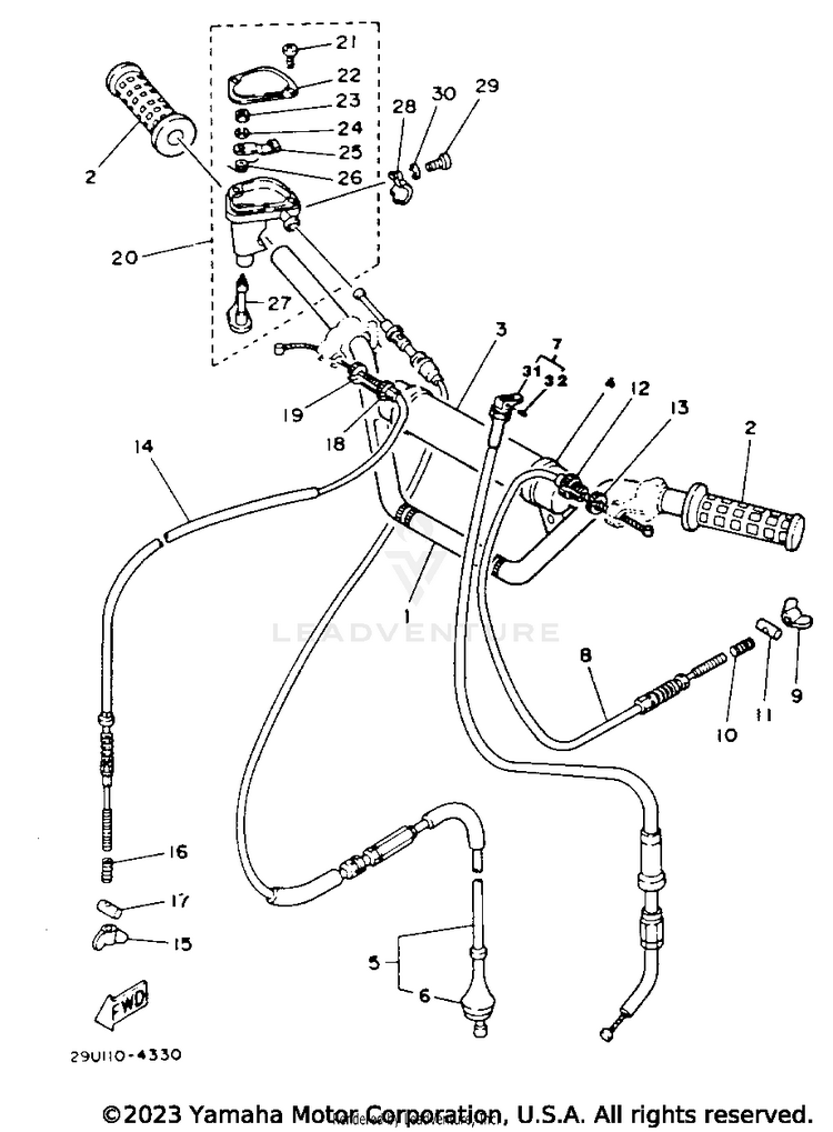 Handlebar - Cable (Ytm225dxl) Schematic