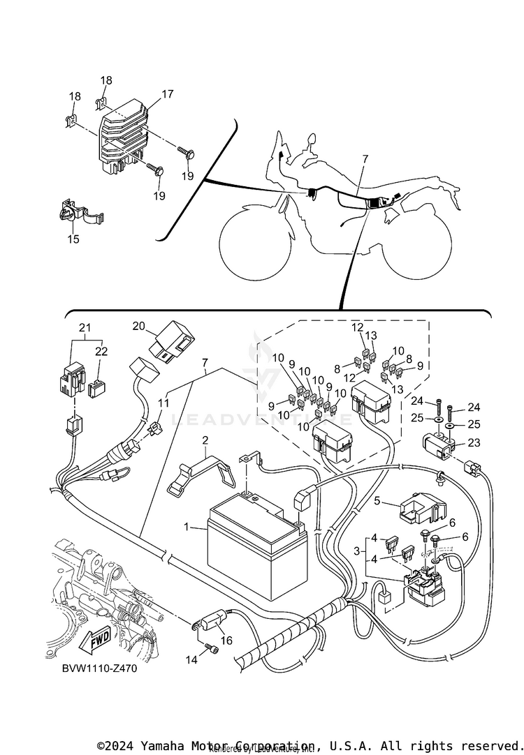 Electrical 1 TENERE 700 - XTZ7RB - 2024 Schematic