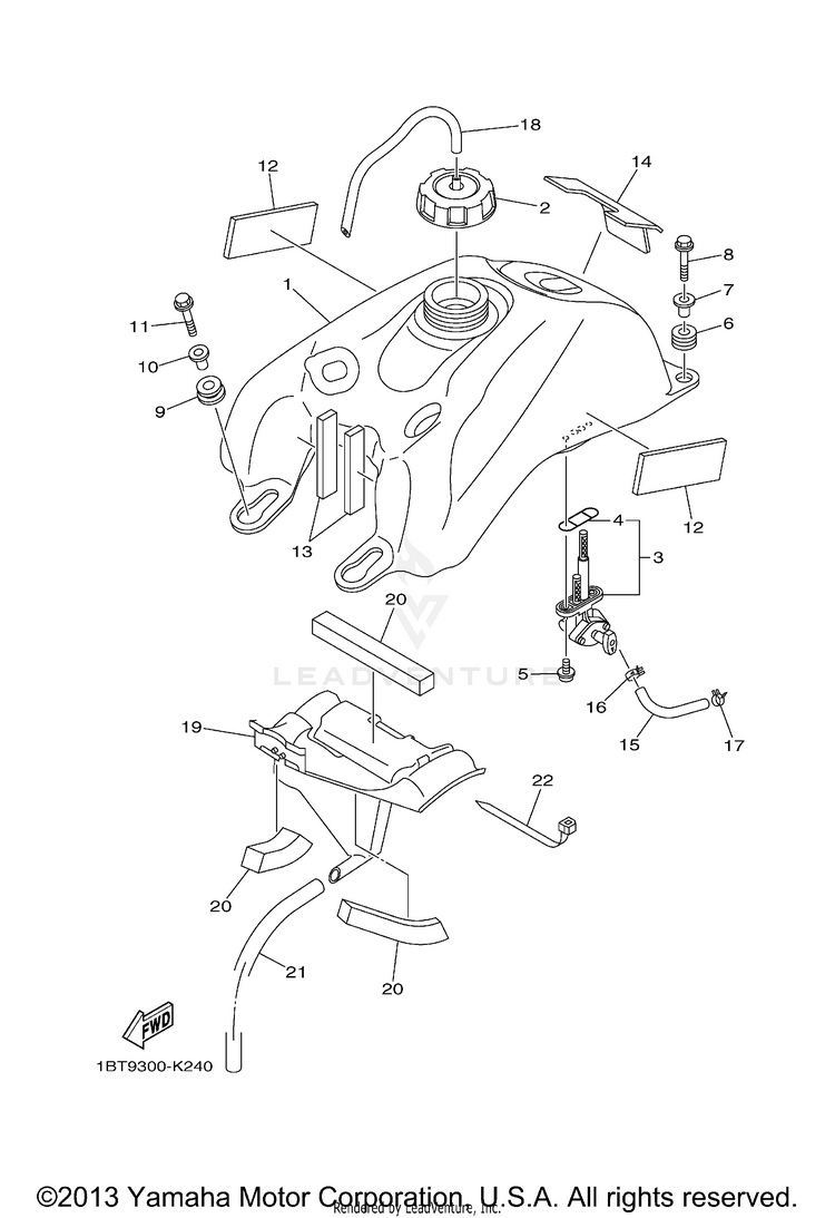 Fuel Tank RAPTOR 250 - YFM25RAL - 2011 Schematic