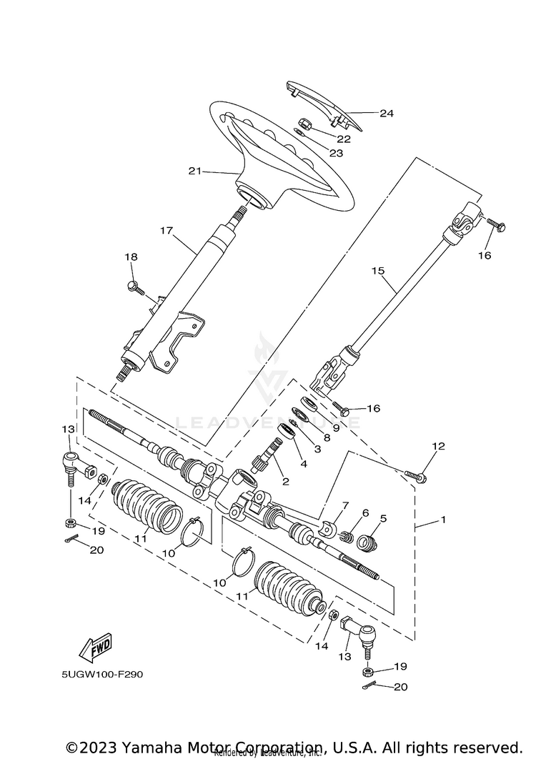 Steering RHINO 700 FI  SPECIA - YXR7FSEYB - 2009 Schematic