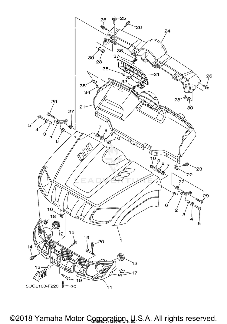 Front Fender RHINO 450 SPECIAL ED - YXR45FSPX - 2008 Schematic