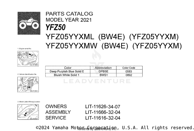 1 Title Page YFZ50 - YFZ05YYXML - 2021 Schematic