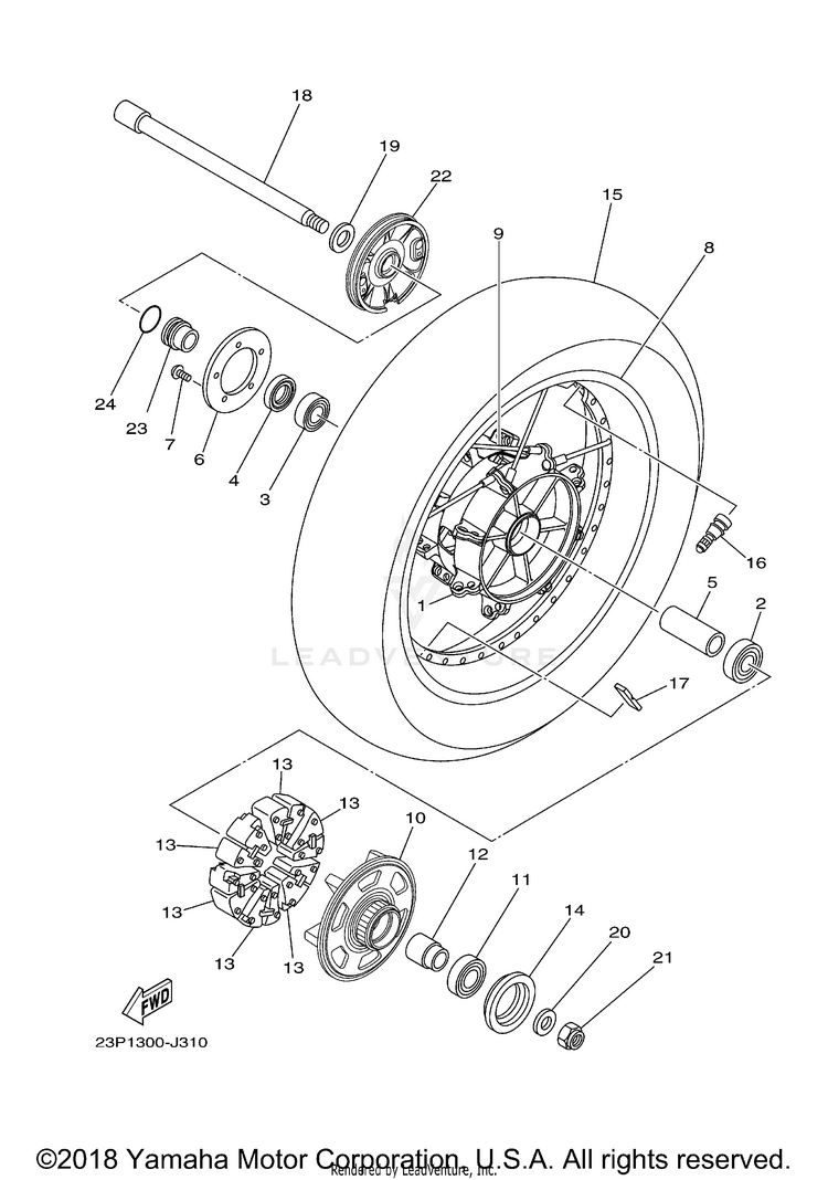 Rear Wheel SUPER TENERE - XTZ12FCR - 2015 Schematic