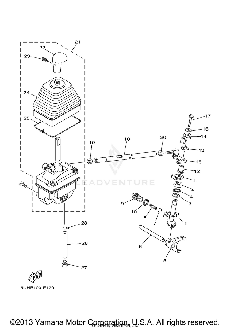 Shift Shaft GRIZZLY 350 4WD (BLACK METALLIC J) - YFM35FGYB - 2009 Schematic