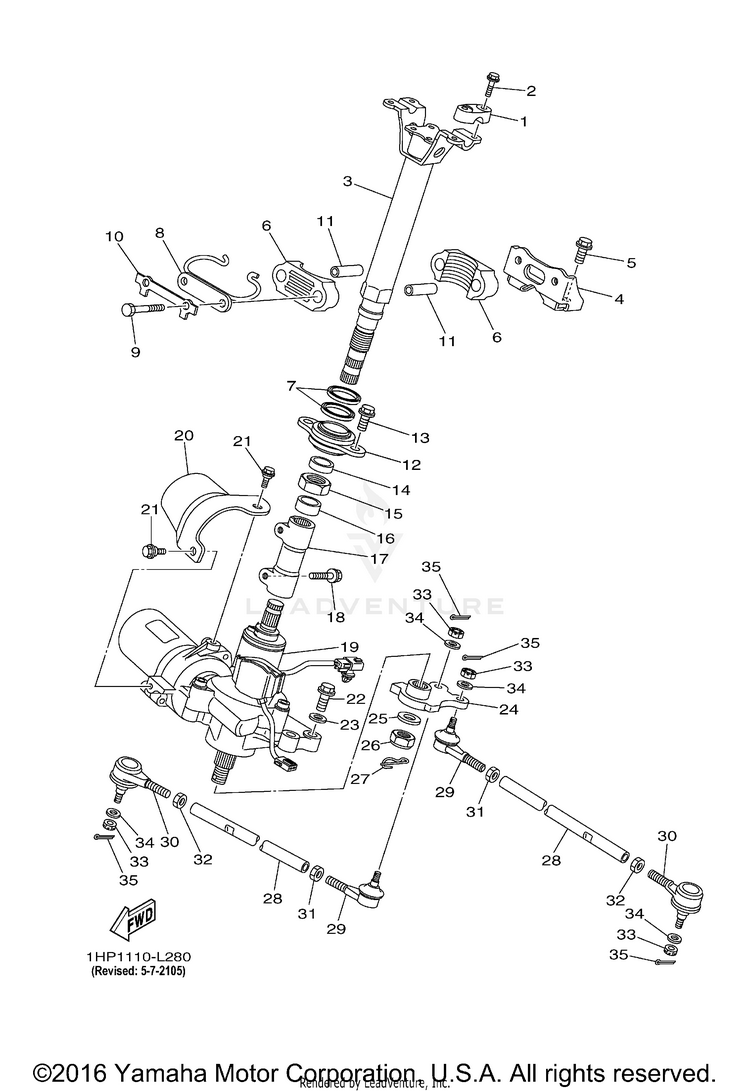 Steering GRIZZLY 700 EPS 4WD - YFM7FGPBGR - 2012 Schematic