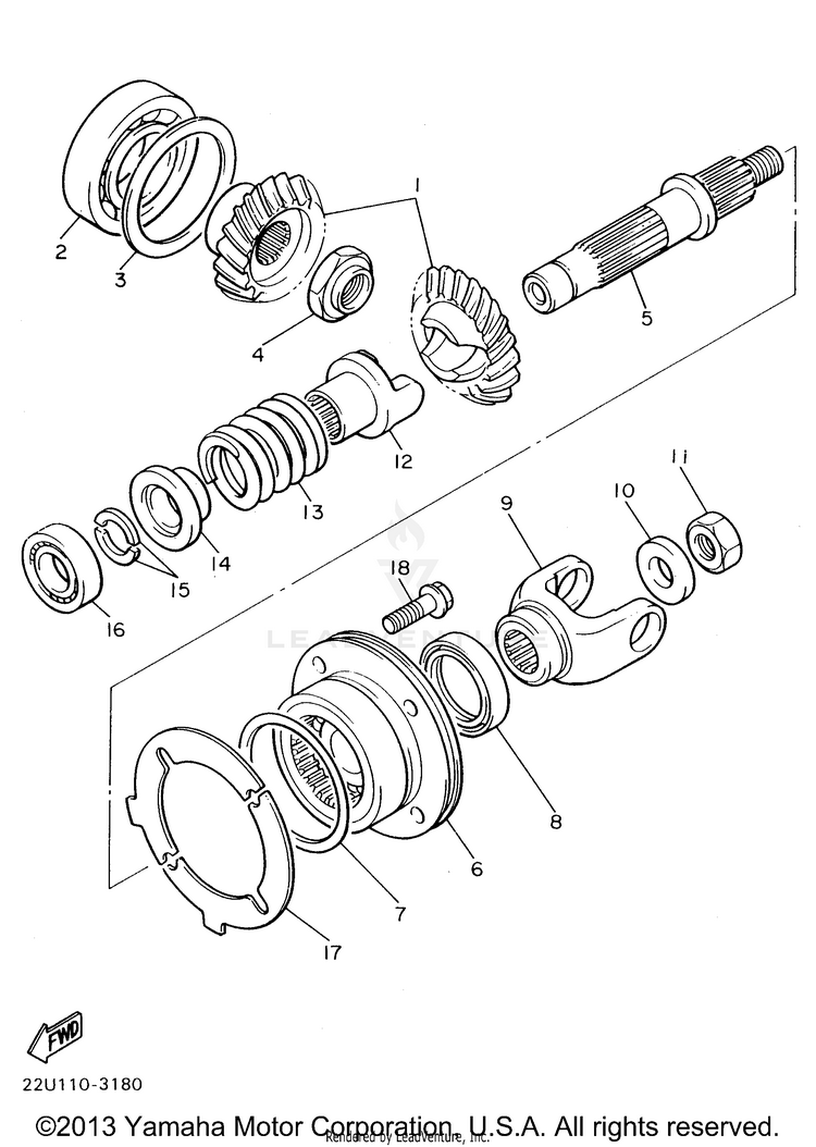 Middle Drive Gear VIRAGO 535 - XV535HC - 1996 Schematic
