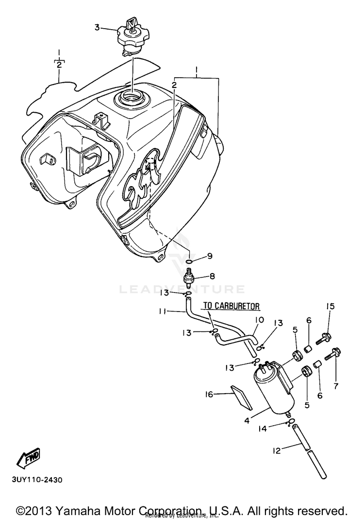 Fuel Tank California Model Only Schematic