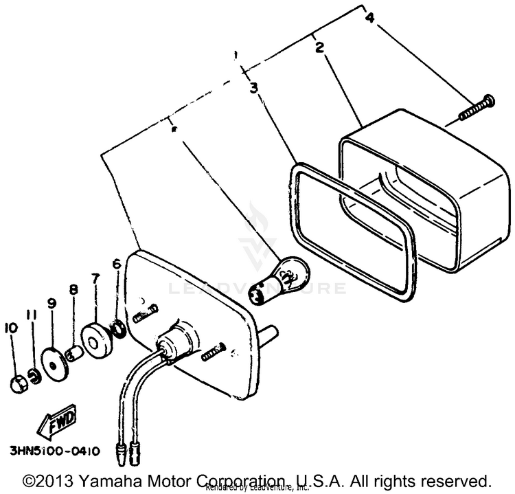 Taillight BIG BEAR (ME & NH Only) - YFM350FWD_MNH - 1992 Schematic