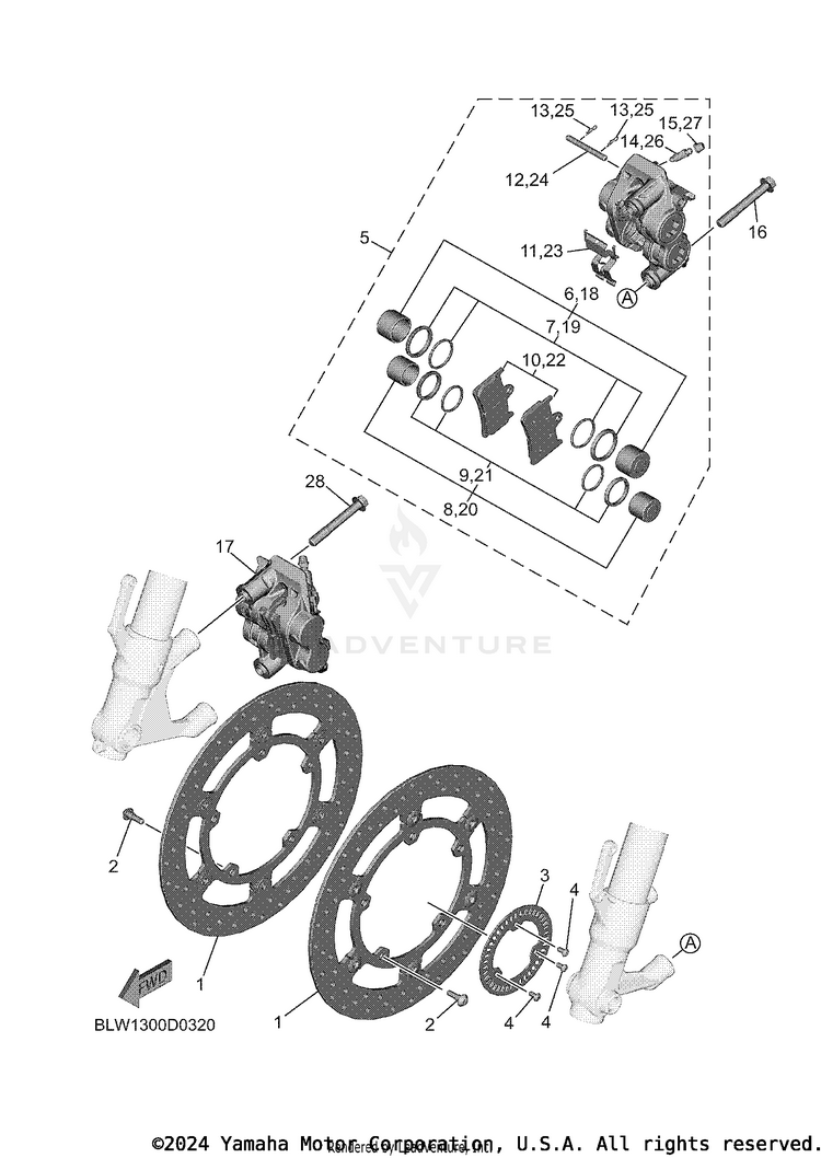 Front Brake Caliper MT07 - MT07TCB - 2026 Schematic