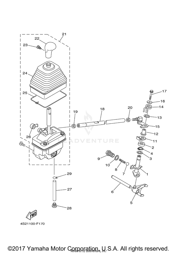 Shift Shaft GRIZZLY 350 IRS 4WD - YFM35FGIZG - 2010 Schematic