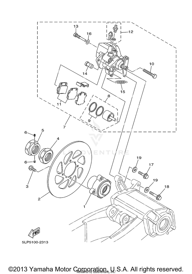 Rear Brake Caliper RAPTOR BLACK LIMITED EDITION - YFM660RLER - 2003 Schematic