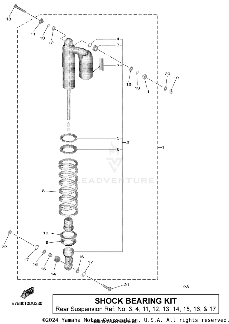Rear Suspension YZ250F - YZ250FLGY - 2020 Schematic