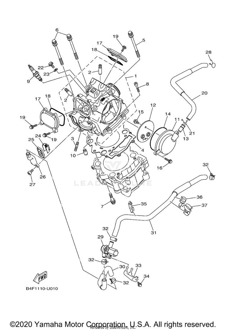 Cylinder Head GRIZZLY EPS - YFM70GPALG - 2020 Schematic