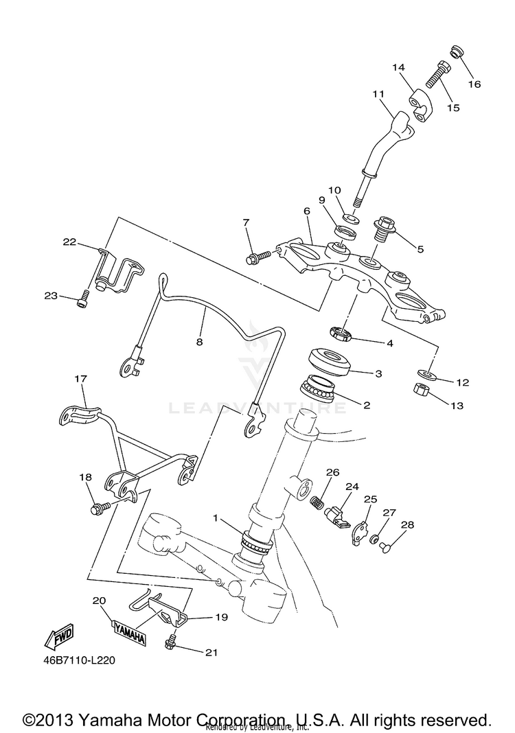 Steering V STAR 250 - XV250ECR - 2014 Schematic
