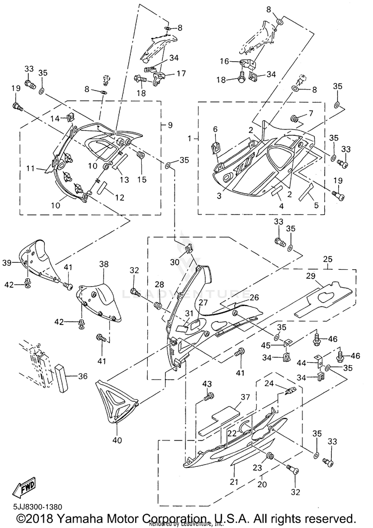 Cowling 2 YZFR1 - YZFR1NC - 2001 Schematic