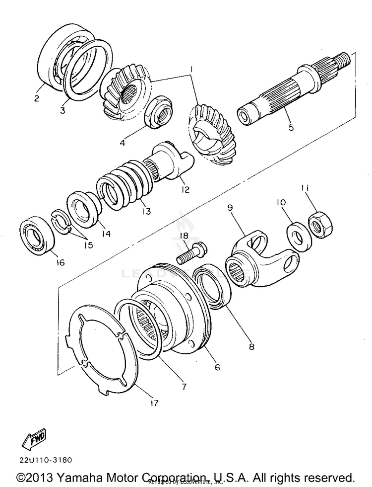 Middle Drive Gear VIRAGO 535 - XV535GC - 1995 Schematic