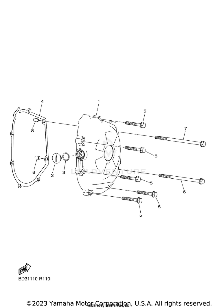 Crankcase Cover 1 RAPTOR 110 - YFM01RYXRG - 2024 Schematic