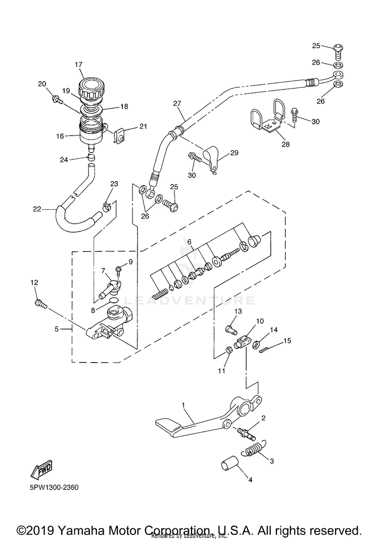 Rear Master Cylinder R1 - YZFR1RC - 2003 Schematic