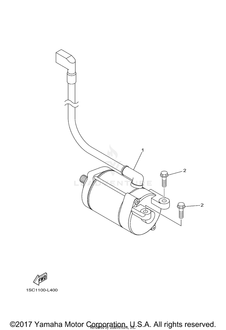Starting Motor GRIZZLY 300 - YFM30GBGR - 2012 Schematic