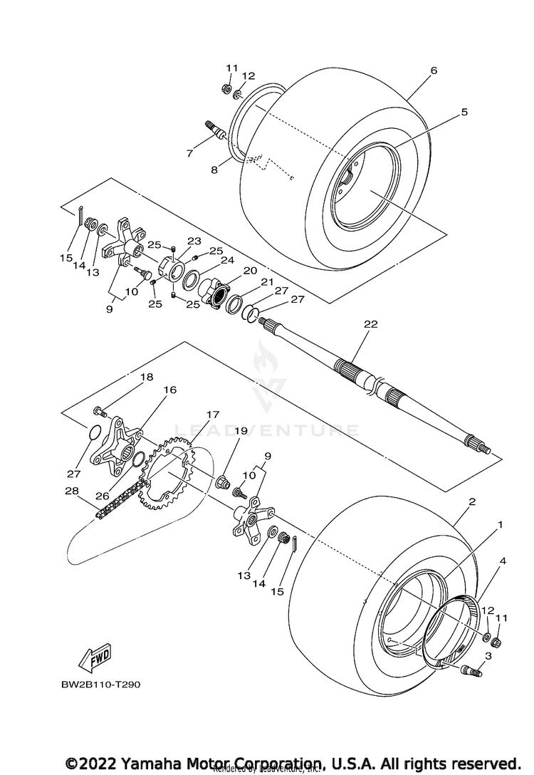 Rear Wheel YFZ450R SE - YFZ45YSSJW - 2018 Schematic