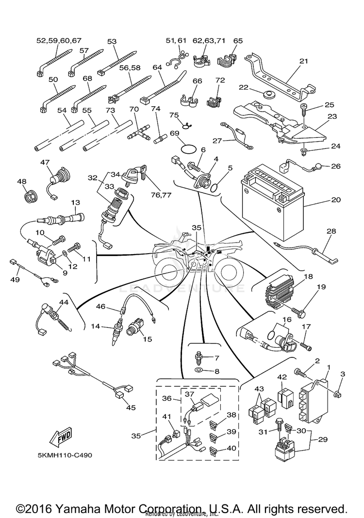 Electrical 1 GRIZZLY 660 HUNTER - YFM66FGHX - 2008 Schematic