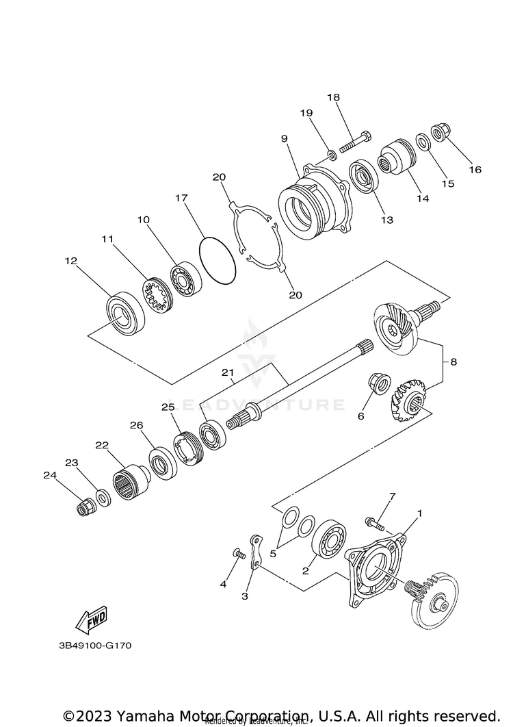 Middle Drive Gear 700 FI  EPS 4WD SPECIAL EDITION - YFM7FGPSEZ - 2010 Schematic