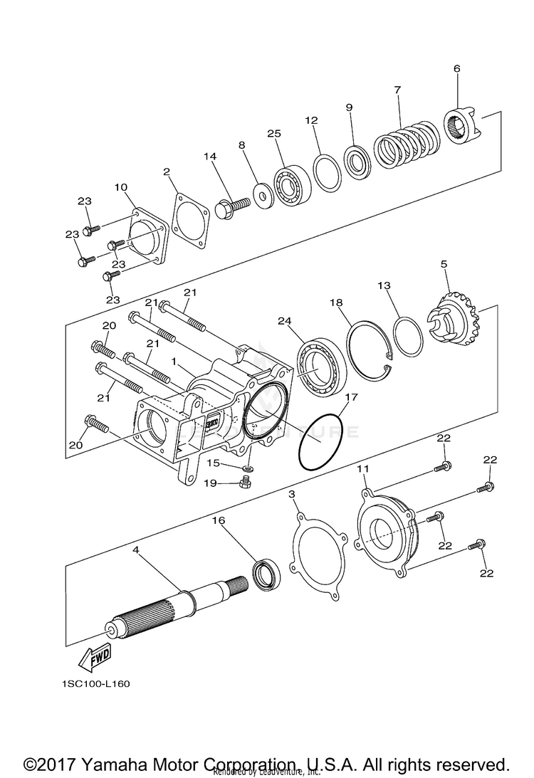 Middle Drive Gear GRIZZLY 300 - YFM30GBGR - 2012 Schematic
