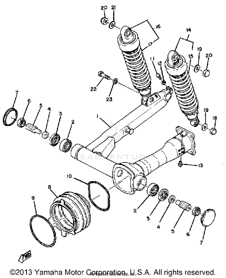 Rear Arm Suspension XS1100G - 1980 Schematic
