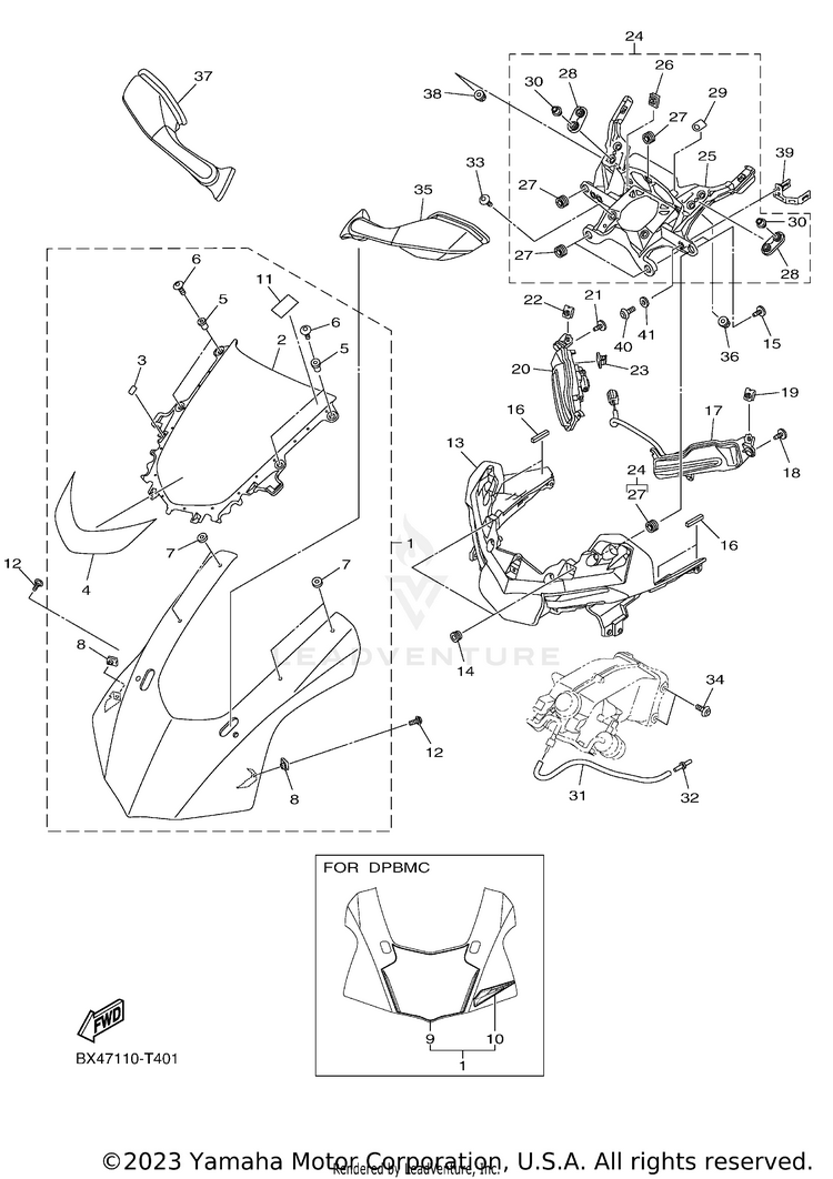 Cowling 1 YZFR1 - YZFR1JCB - 2018 Schematic