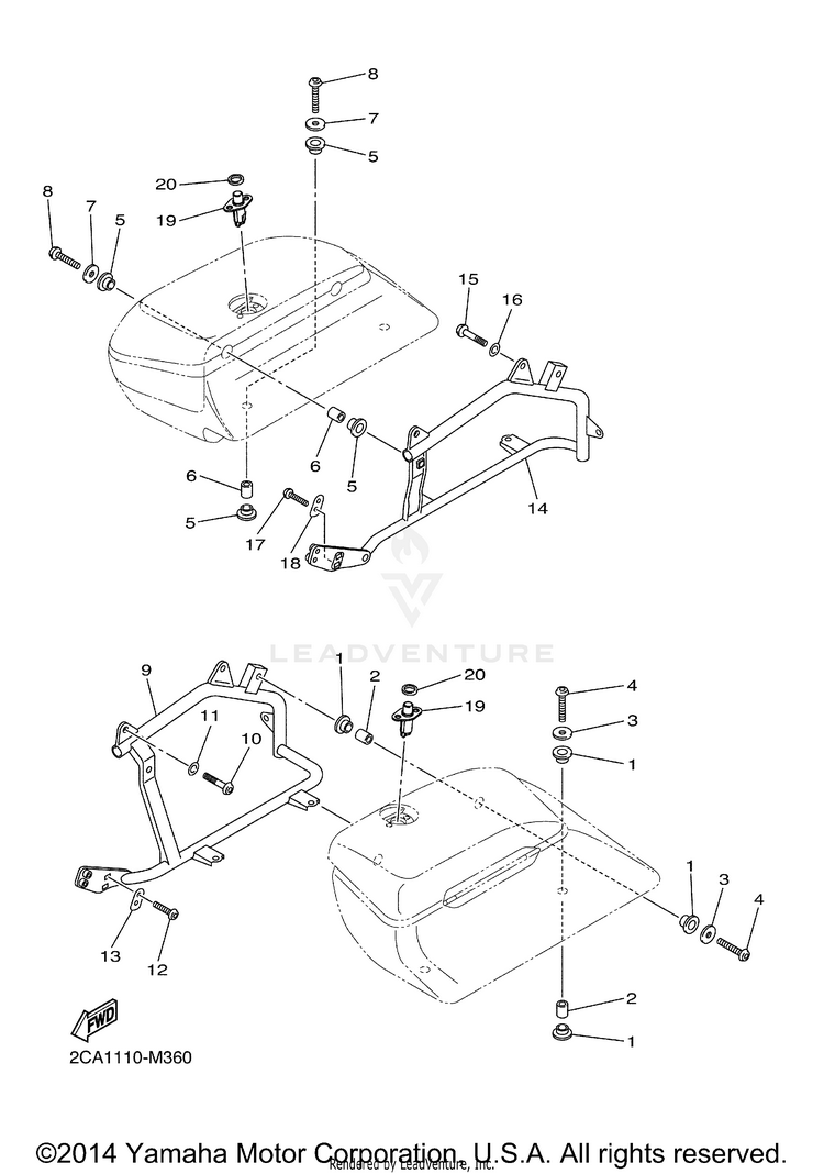 Saddlebag Mounting V STAR 1300 DELUXE - XVS13BGFC - 2015 Schematic