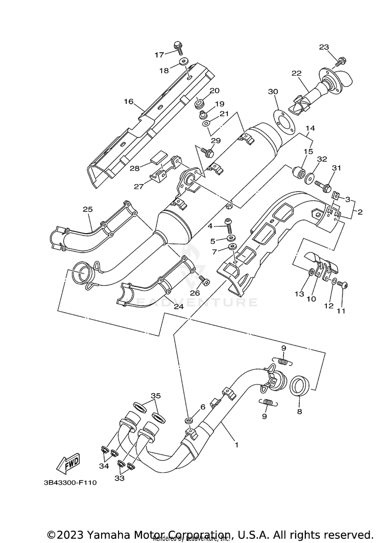 Exhaust GRIZZLY 700  DUCKS - YFM7FGPDUW - 2007 Schematic