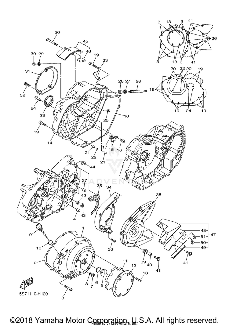 Crankcase Cover 1 V STAR 950 - XVS95YCL - 2009 Schematic