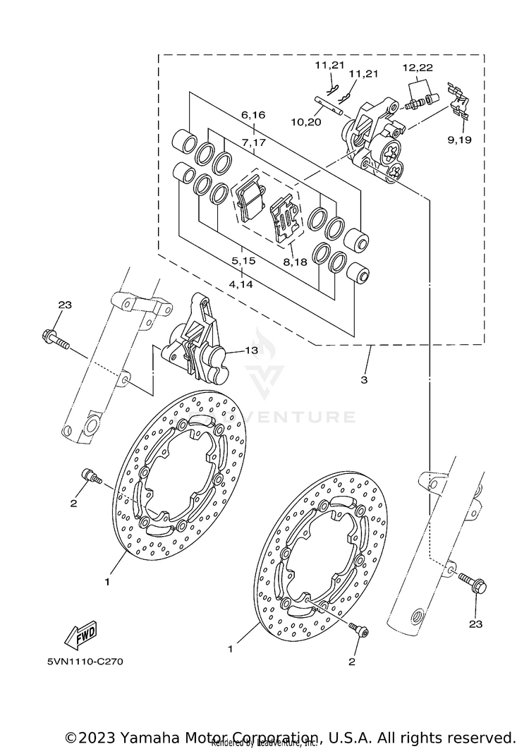 Front Brake Caliper Schematic