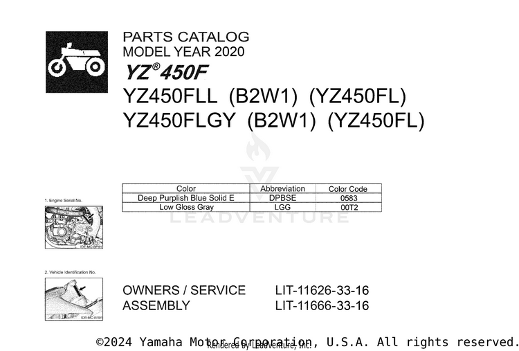 1 Title Page YZ450F - YZ450FLGY - 2020 Schematic