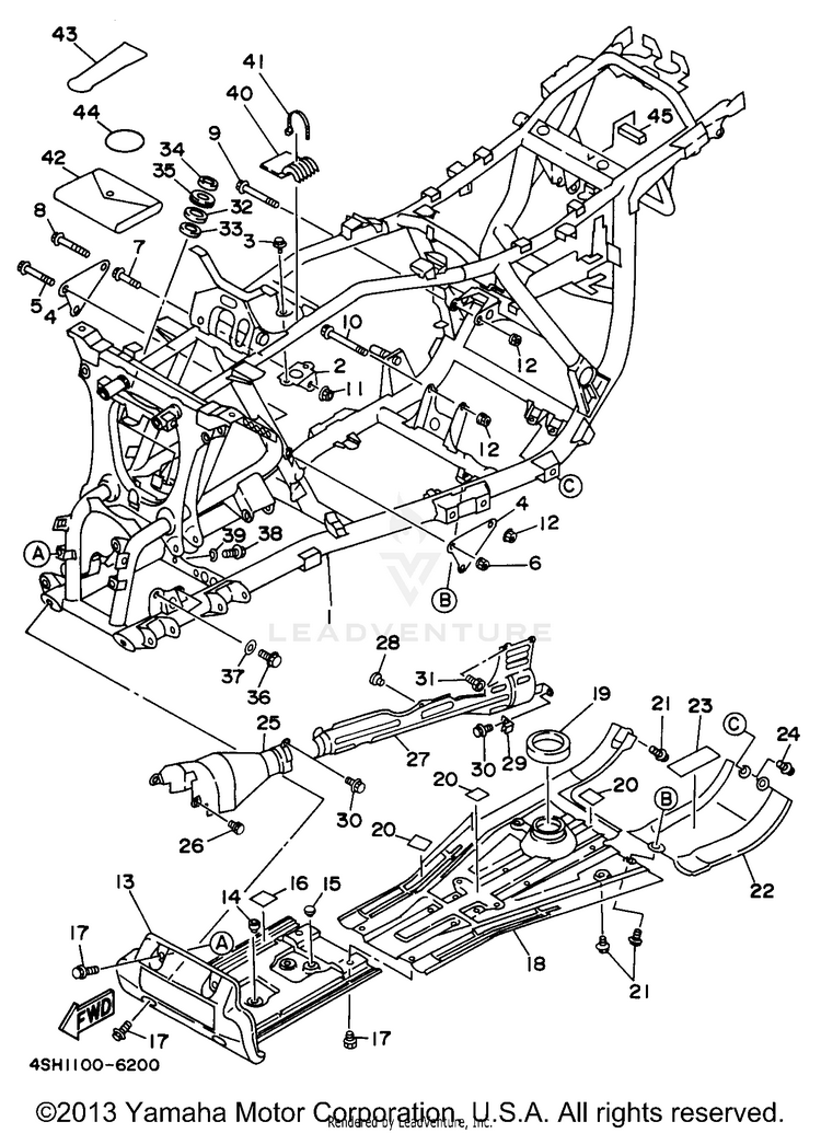 Frame 1 KODIAK 4WD - YFM400FWH - 1996 Schematic
