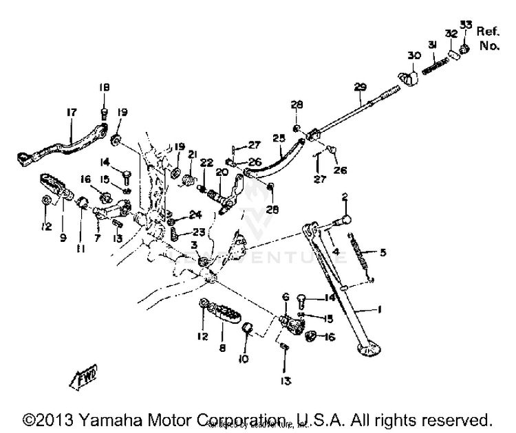 Stand - Footrest - Brake Pedal Schematic