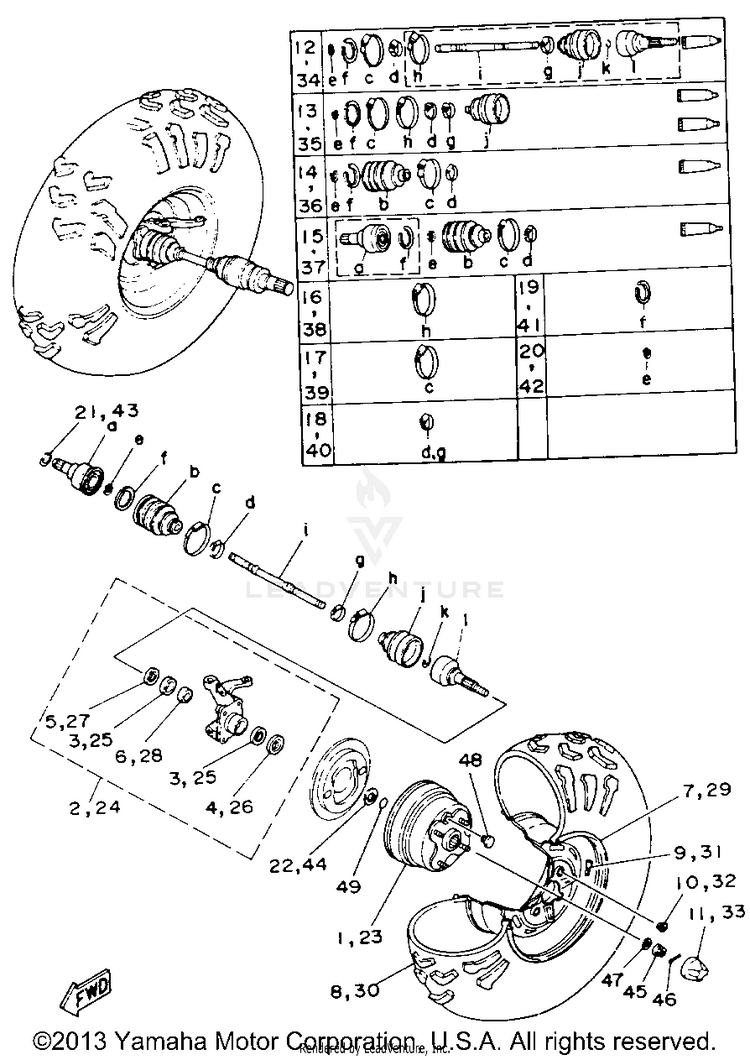 Front Wheel BIG BEAR 4WD (ME & NH Only) - YFM350FWE_MNH - 1993 Schematic