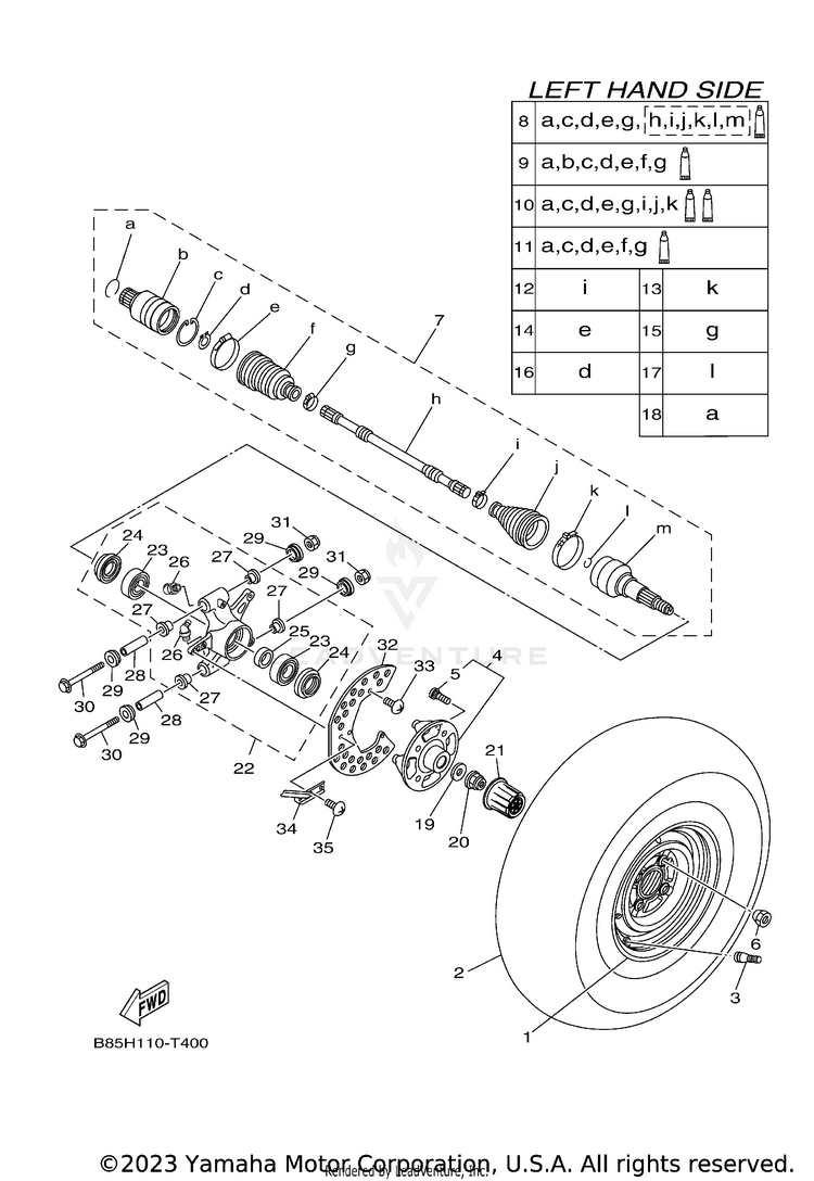 Rear Wheel VIKING VI EPS - YXC70VPXNG - 2022 Schematic