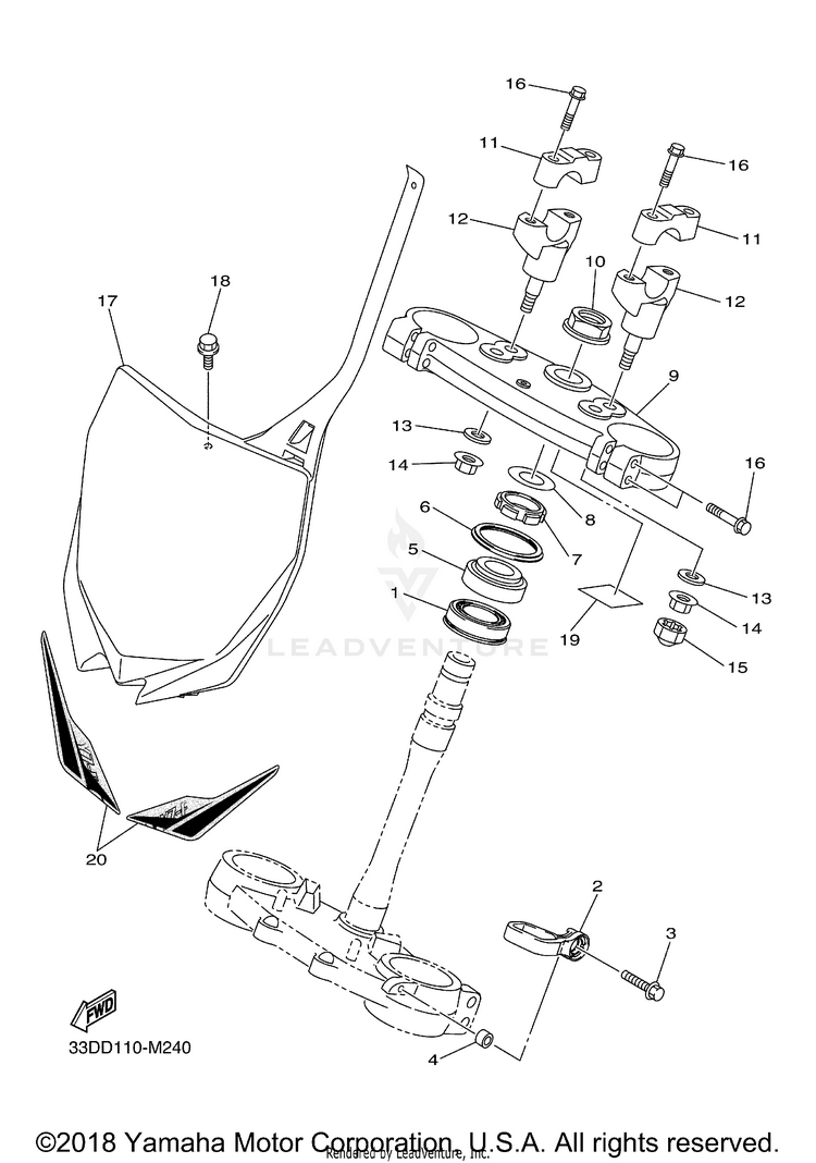 Steering YZ450F - YZ450FDL - 2013 Schematic