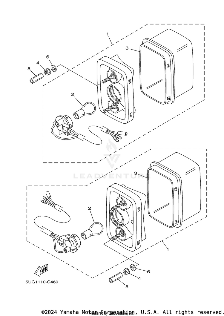 Taillight RHINO 660 - YXR660FAS - 2004 Schematic