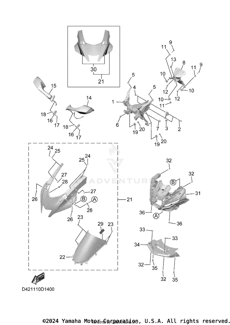 Cowling 1 YZFR7 - YZFR7TCB - 2026 Schematic